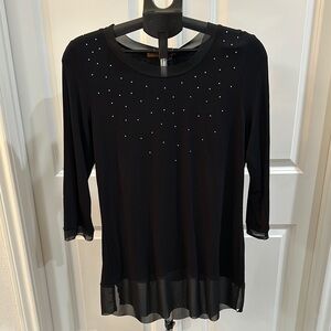 Elegant Black Top with Rhinestone Accents